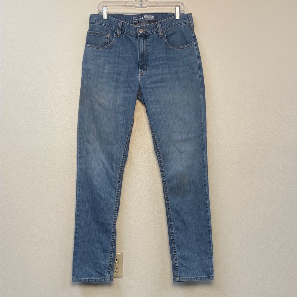 Carhartt Blue Denim Jeans Men’s 34x34 Rugged Flex Relaxed Fit Low Rise 5-Pocket